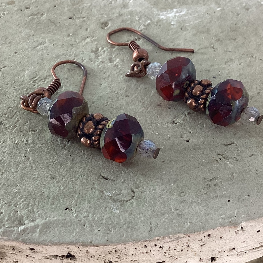 Garnet Fire Polished Earrings Nwt